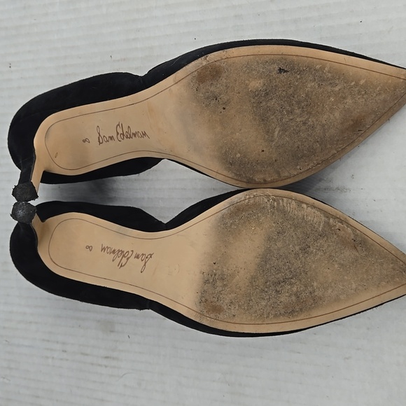 Sam Edelman Black Suede Harlie Heels 8 - Picture 5 of 7
